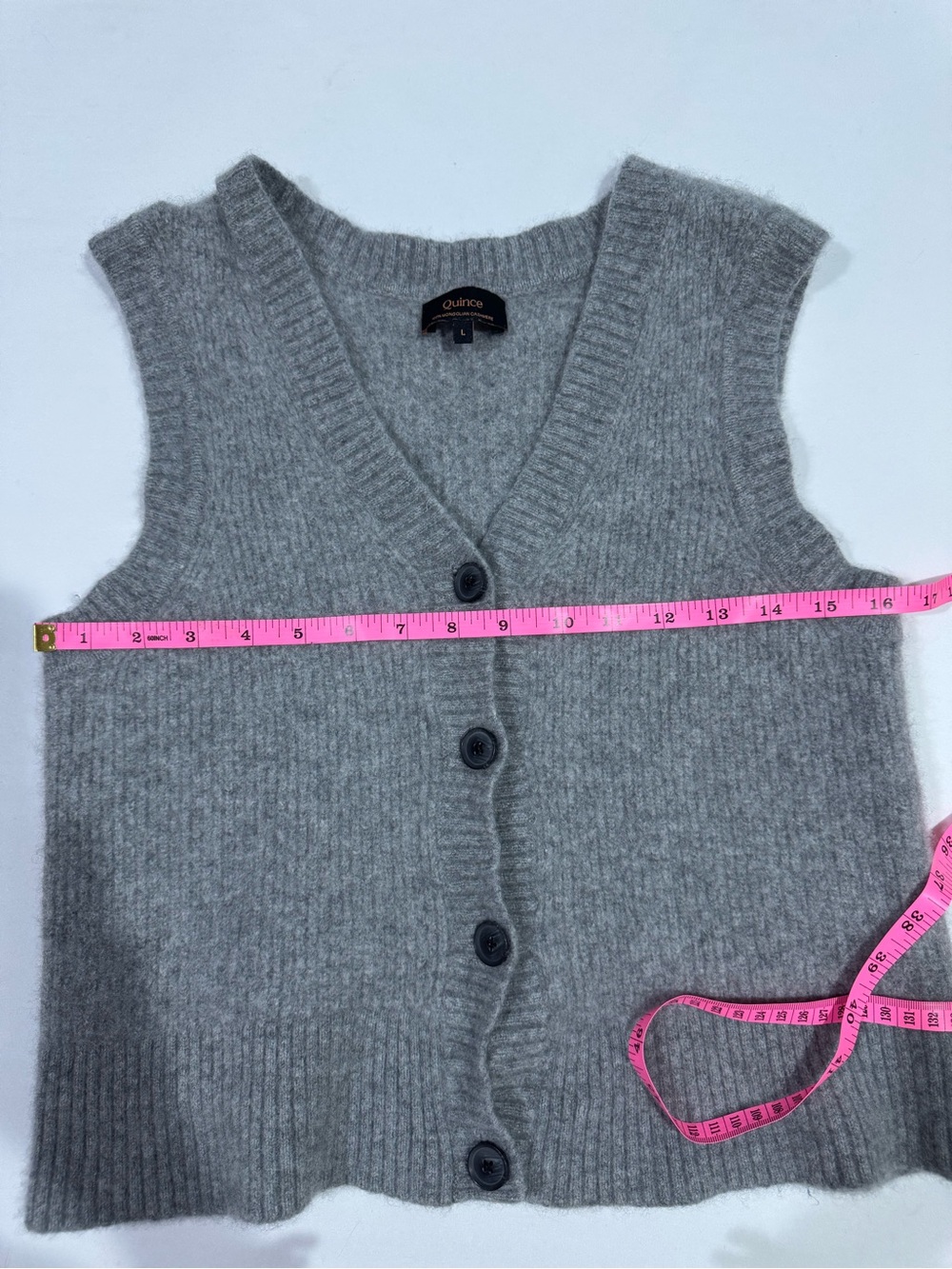 Soft Ribbed Button-Front Knit Vest - Gray - Picture 7 of 9
